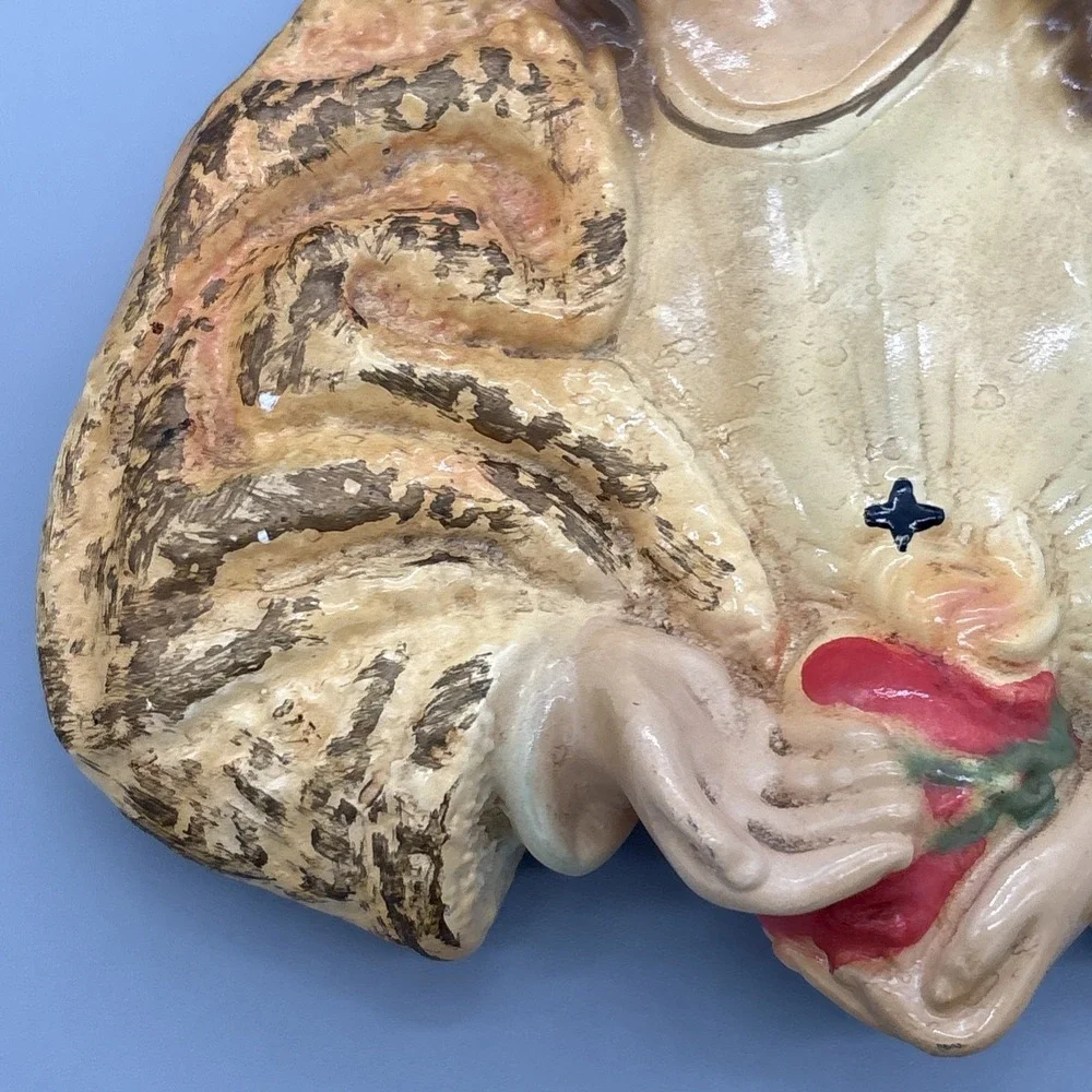 Vintage Sacred Heart of Jesus Plaster Chalkware Torso Bust Hanging‎ Wall 6.5